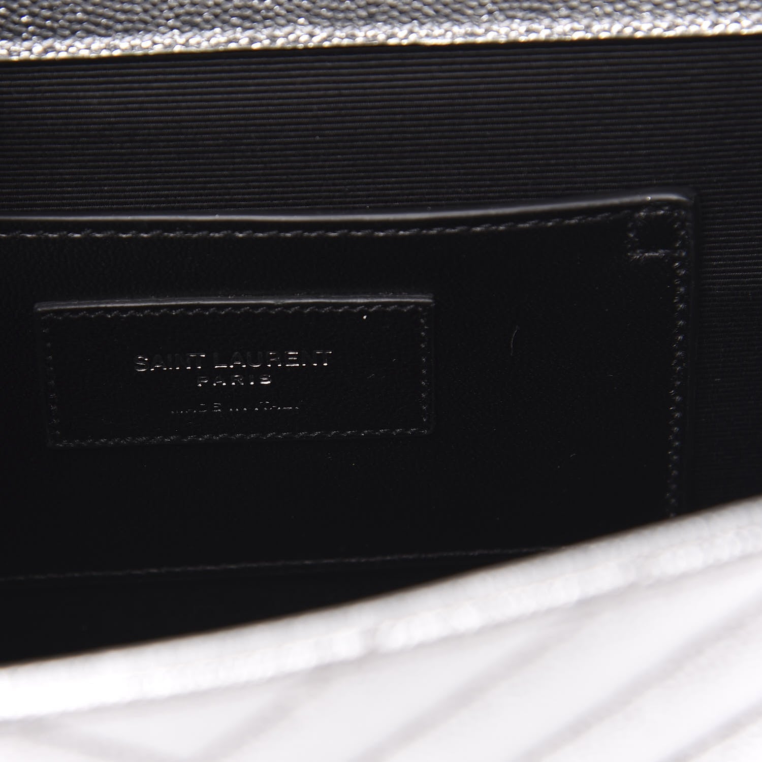 Saint Laurent Sheepskin Matelasse Chevron Monogram Medium College Bag Silver 6 of 12