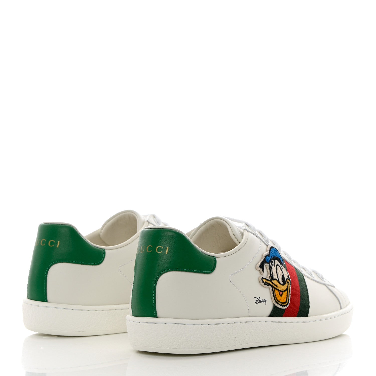 Gucci X DISNEY Calfskin Miro Soft Web Donald Duck Womens Ace Sneakers 37 White New Shamarock 4 of 9