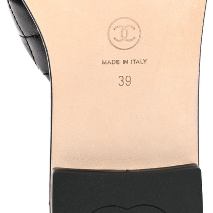 Chanel Lambskin Quilted Chain CC Sandals 39 Black 7 of 10