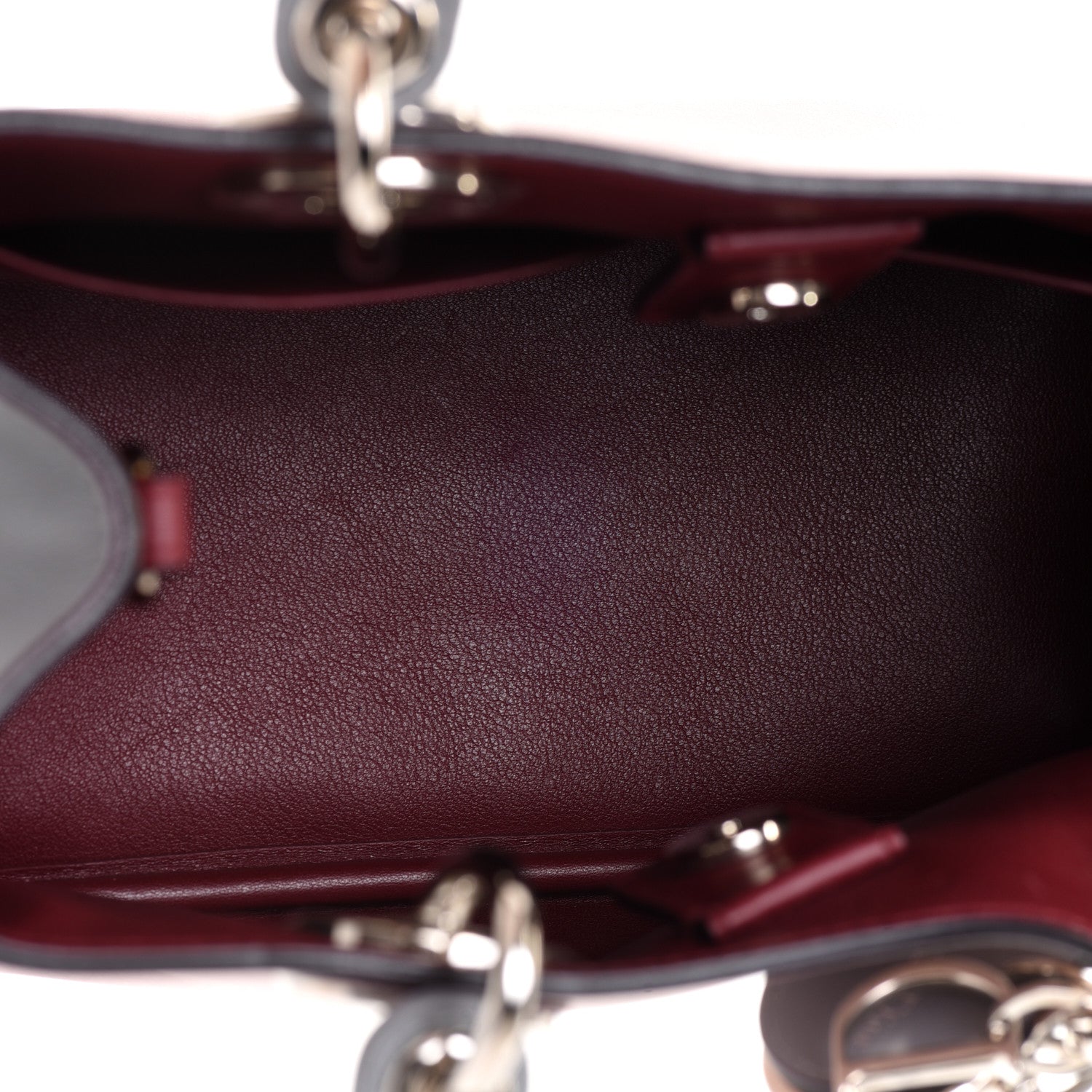 Christian Dior Smooth Calfskin Mini Tri-Color Diorissimo Tote Pink Grey Burgundy 5 of 12