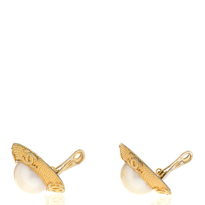 Chanel Pearl CC Clip On Earrings Gold 3 of 4