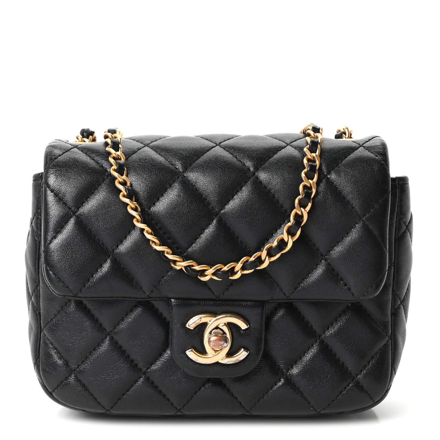 Chanel Lambskin Enamel Quilted Mini Coco Hearts Square Flap Black 1 of 11