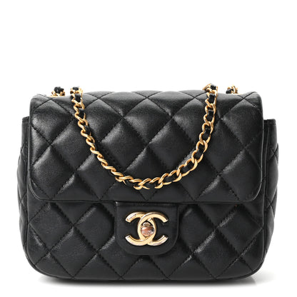 Chanel Lambskin Enamel Quilted Mini Coco Hearts Square Flap Black 1 of 11