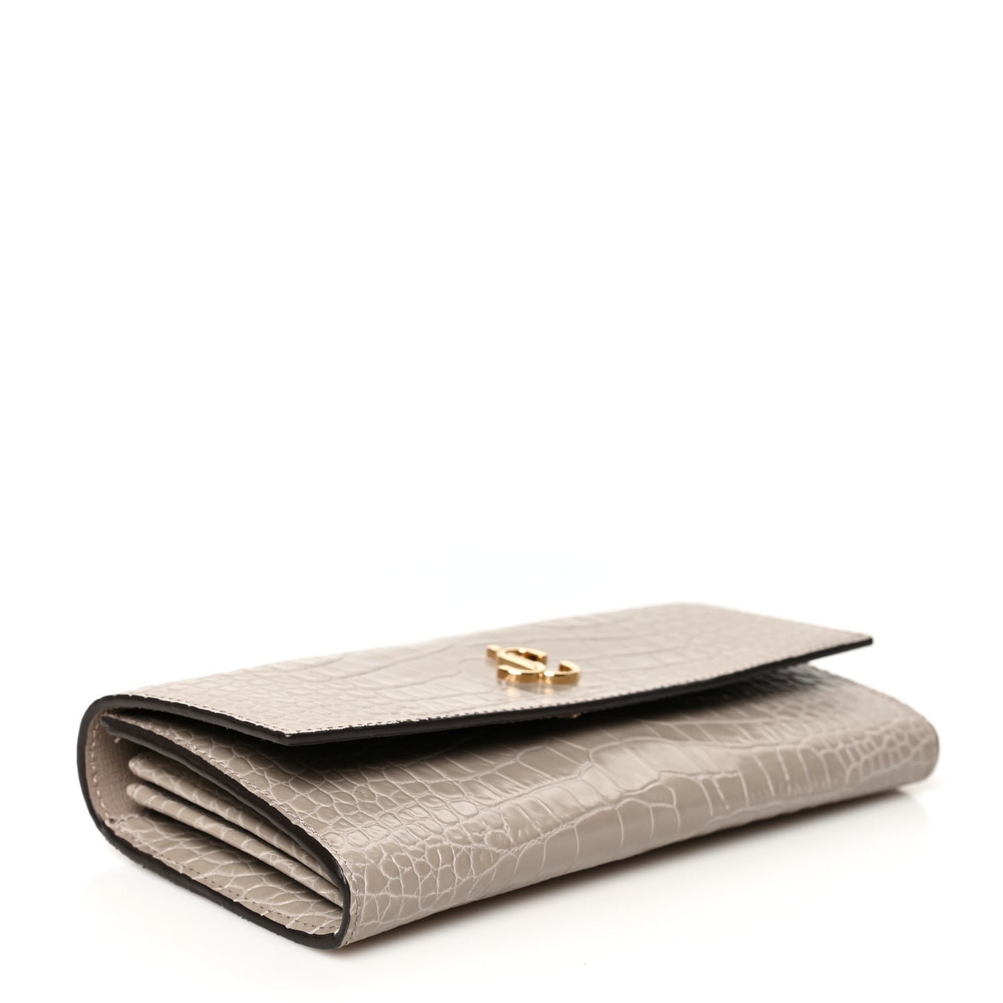 Calfskin Crocodile Embossed Martina Continental Wallet Grey