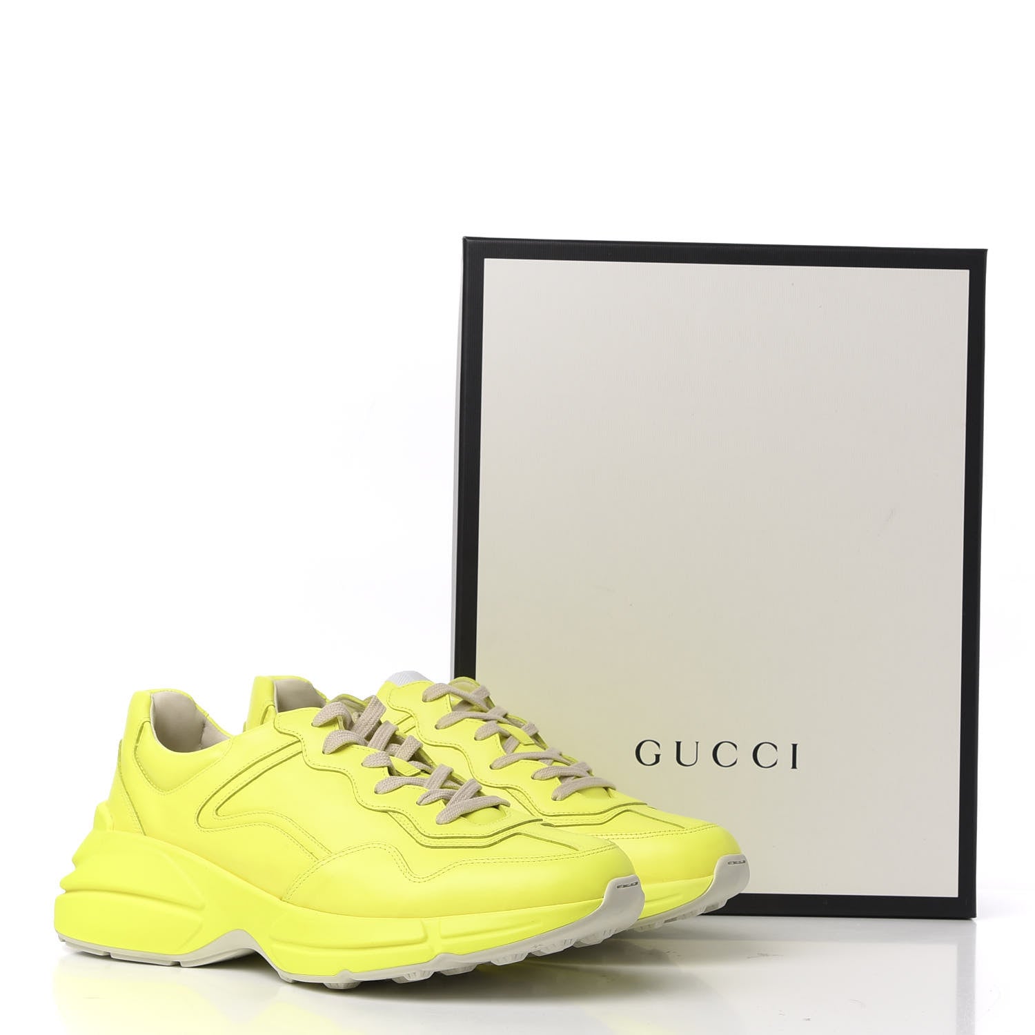 Gucci Calfskin Mens Rhyton Sneakers 10.5 Yellow Fluo 10 of 10