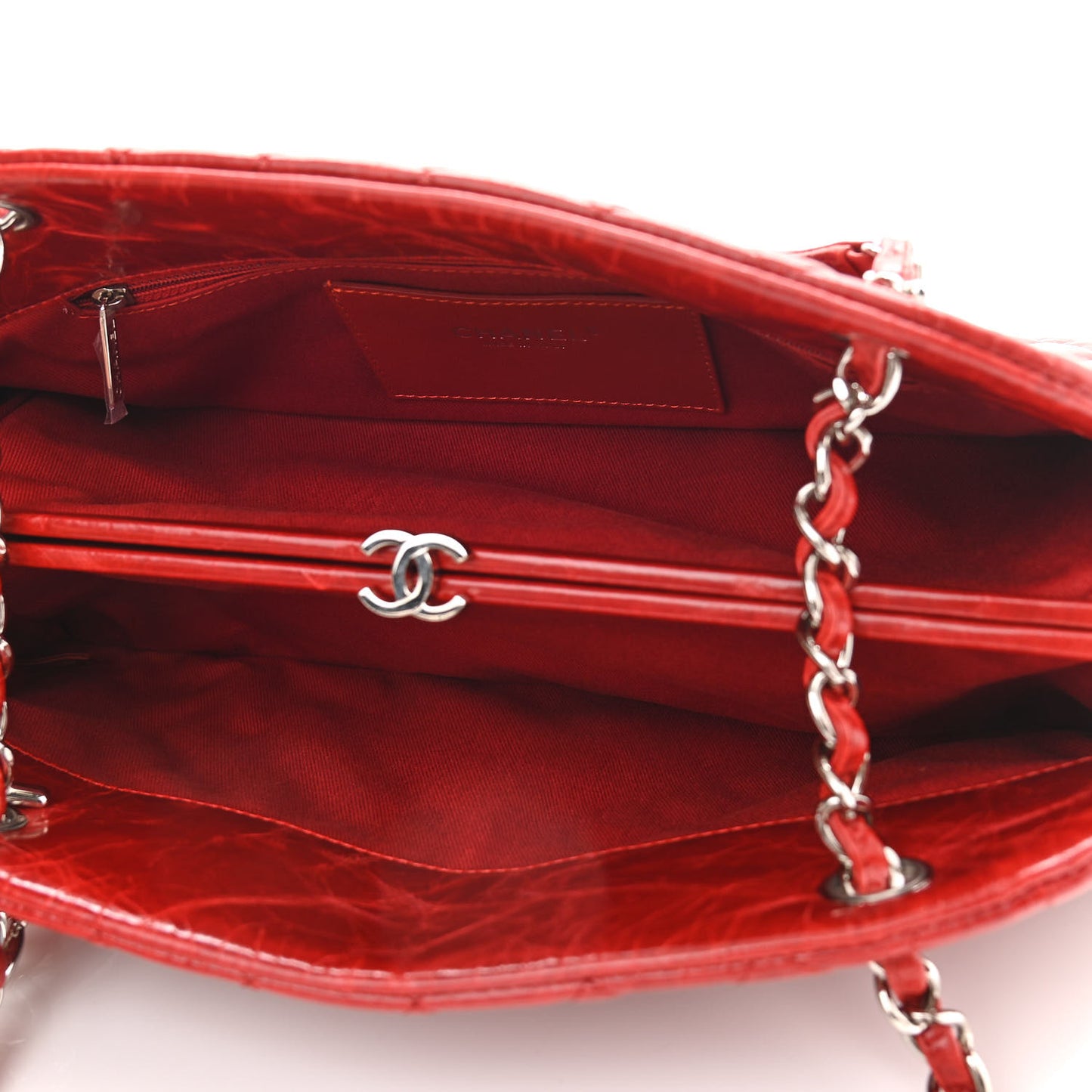 Glazed Calfskin Quilted Medium Just Mademoiselle Red