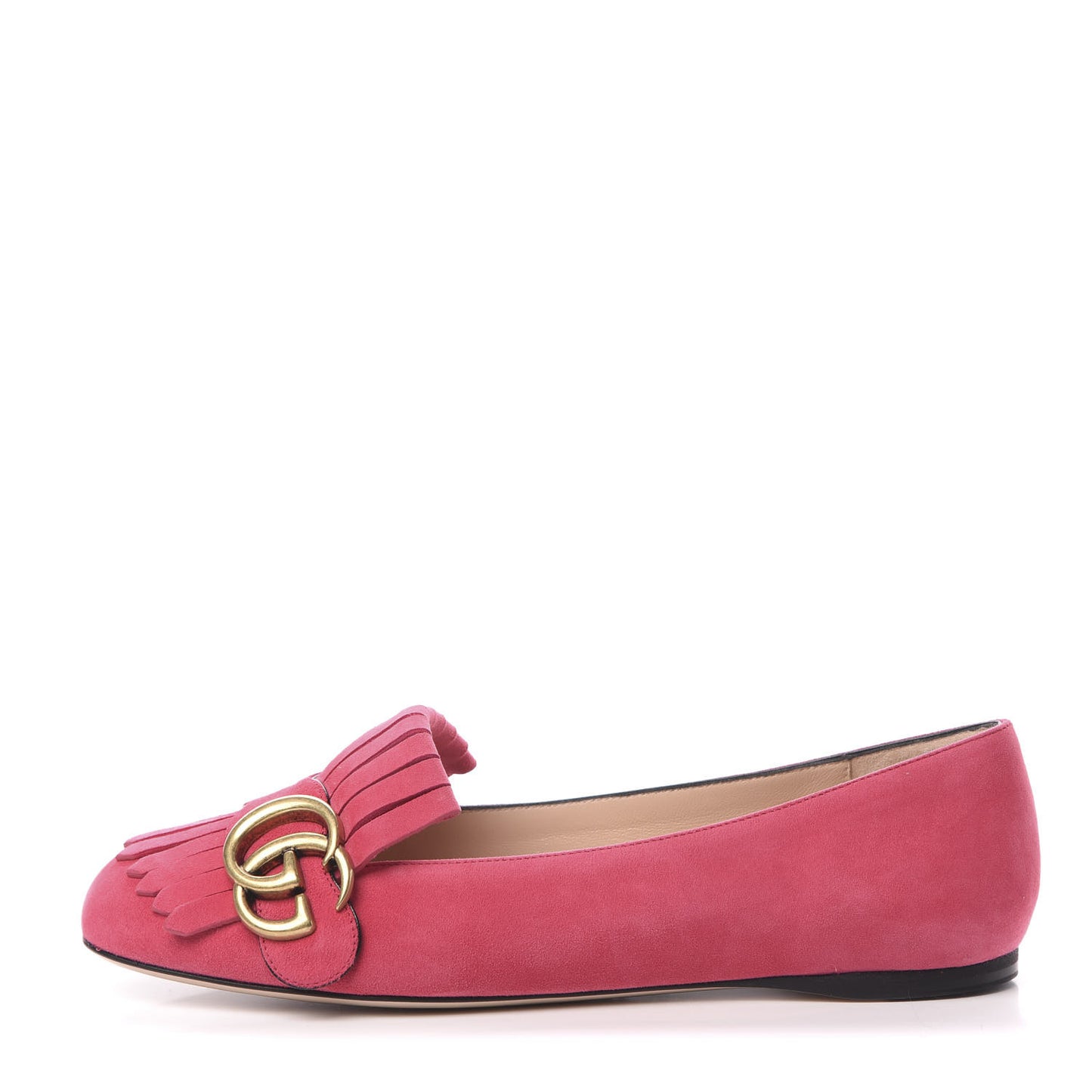 Kid Scamosciato GG Marmont Fringe Flats 35 Hot Pink