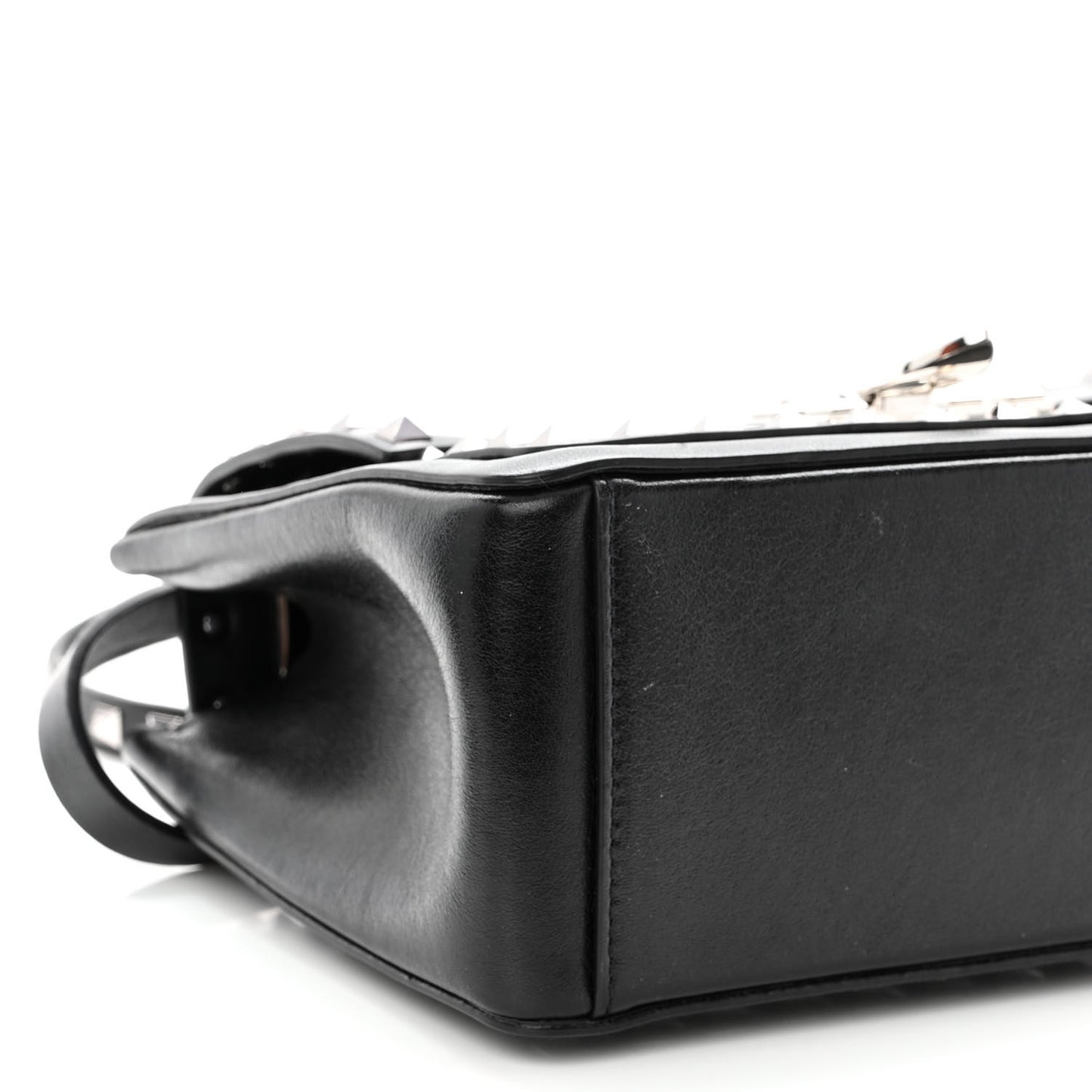 Vitello Rockstud Shoulder Flap Bag Black