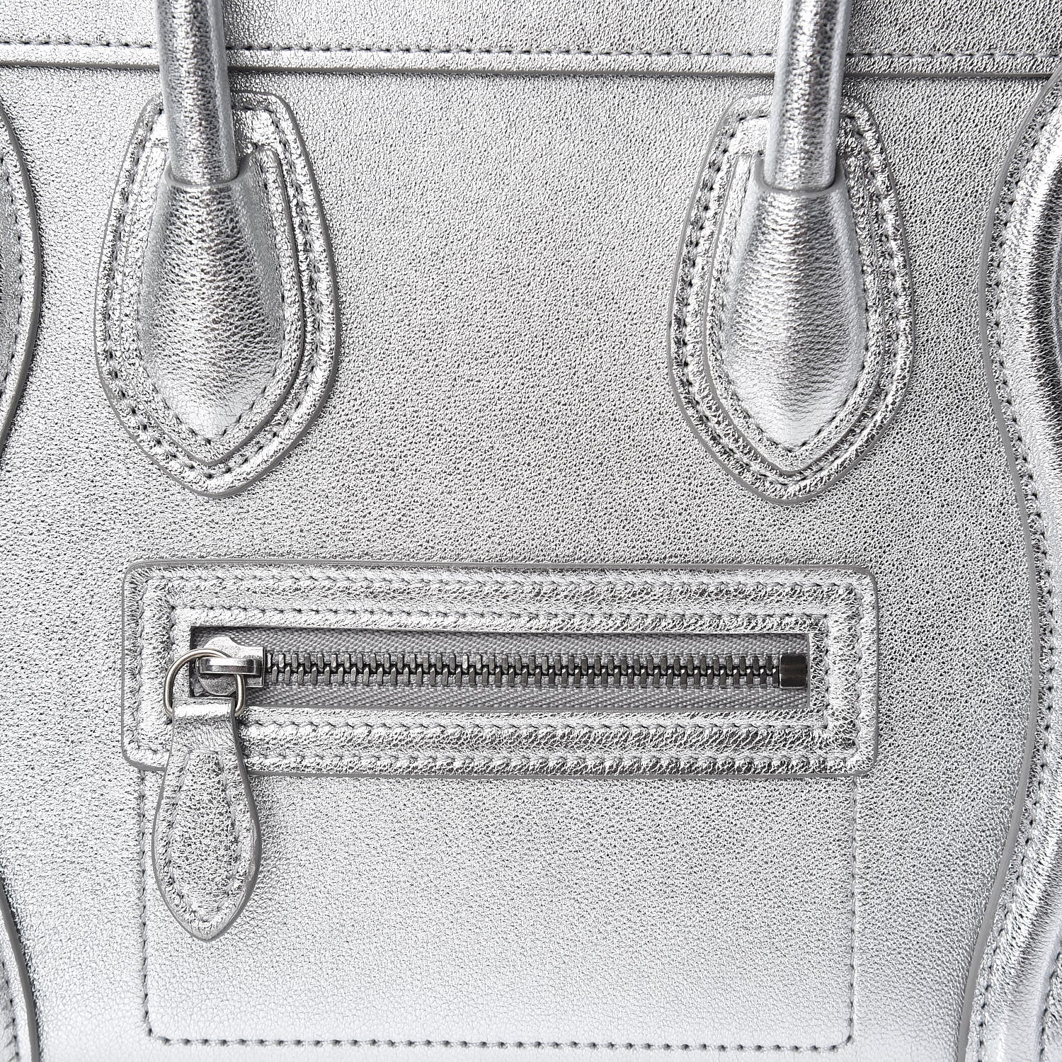 Celine Laminated Lambskin Nano Luggage Silver 9 of 11