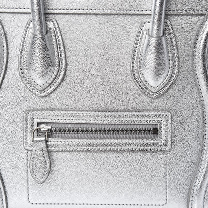 Celine Laminated Lambskin Nano Luggage Silver 9 of 11