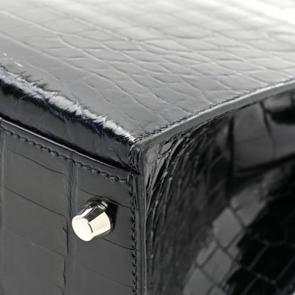 Hermes Shiny Niloticus Crocodile Kelly Sellier 28 Bleu Abysse 15 of 17