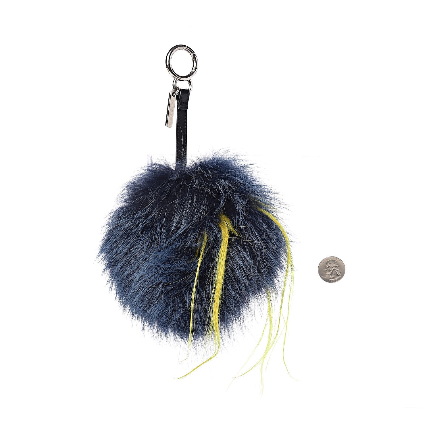 Fendi Fox Rabbit Goat Mink Fur Vitello Flamingo Zesty Monster Bag Bug Charm Navy Yellow 2 of 4