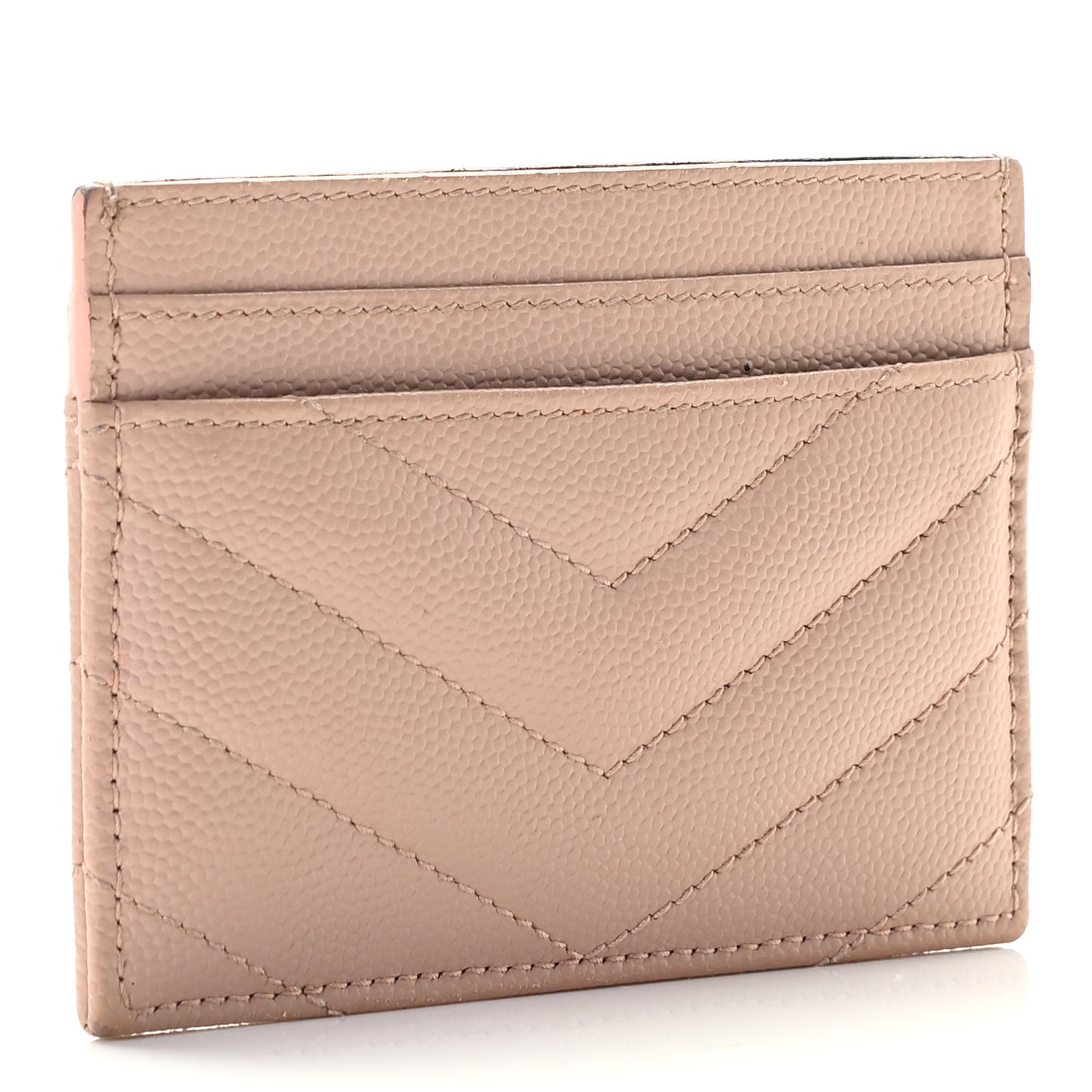 Grain De Poudre Matelasse Chevron Monogram Credit Card Case Pale Pink