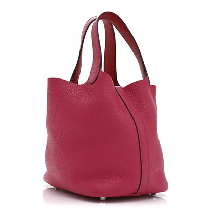 Hermes Taurillon Clemence Swift Eclat Picotin Lock 18 PM Rose Mexico Rouge De Coeur 3 of 11