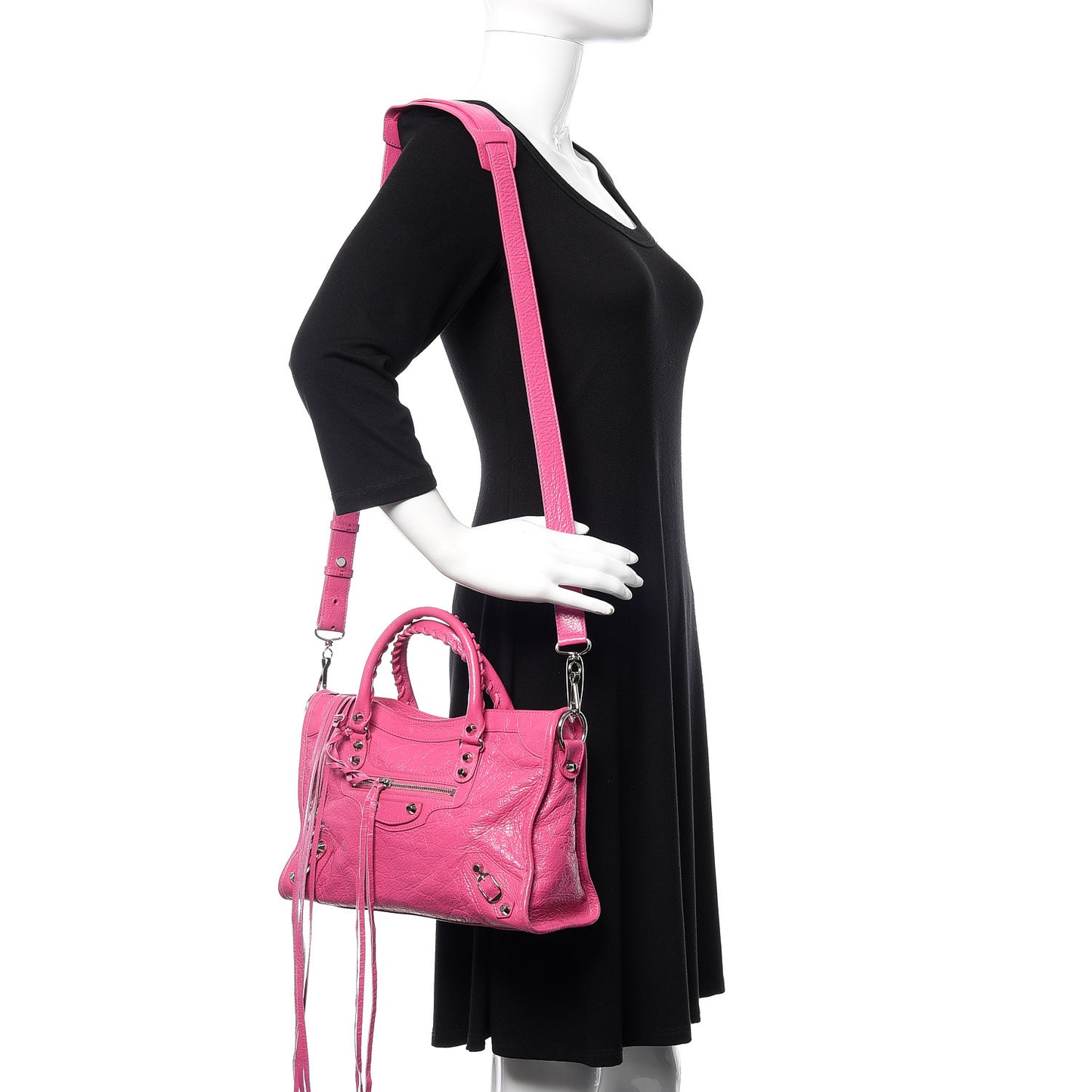 Agneau Classic Silver Hardware S City Rose Flamingo