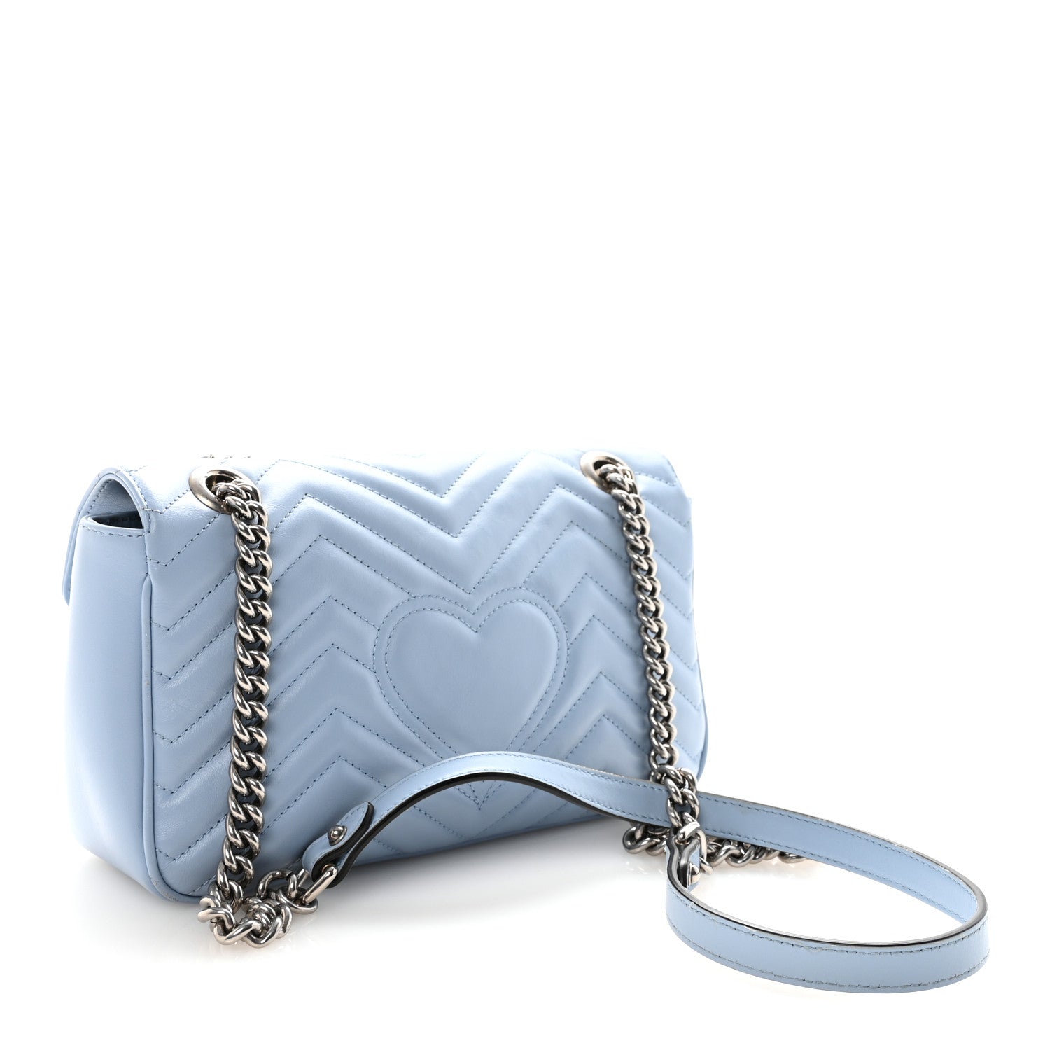 Gucci Calfskin Matelasse Small GG Marmont Shoulder Bag Porcelain Light Blue 3 of 10