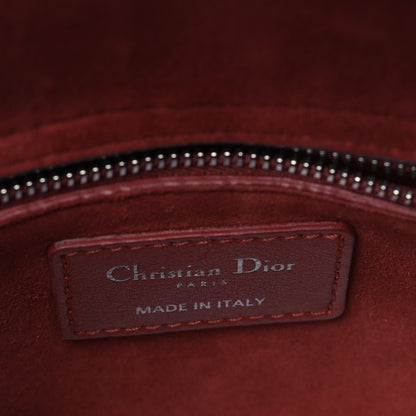 Christian Dior Calfskin Embossed Cannage Flower Studded Mini Lady Dior Bag Red 6 of 8