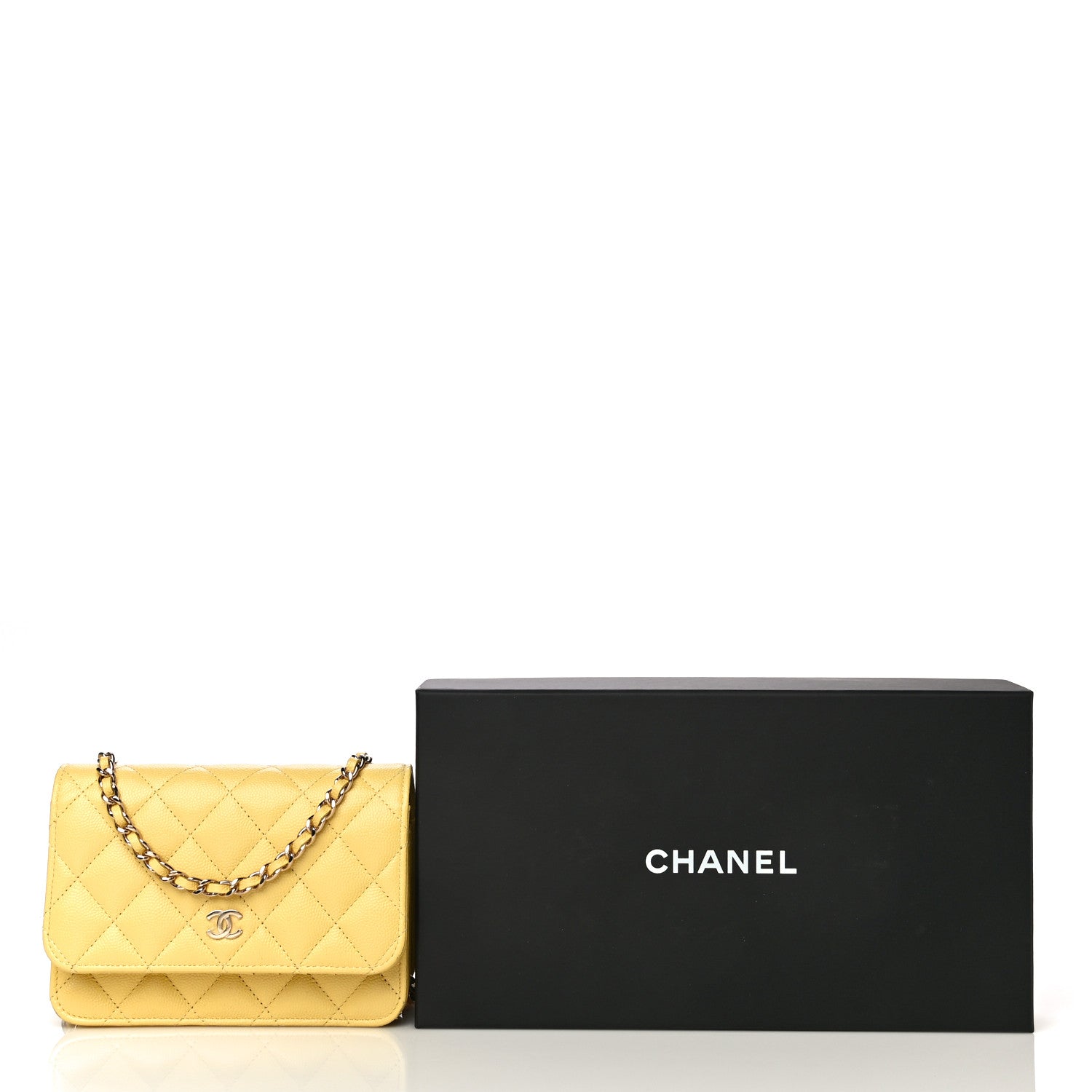 Chanel Caviar Quilted Mini Wallet On Chain WOC Yellow 12 of 12