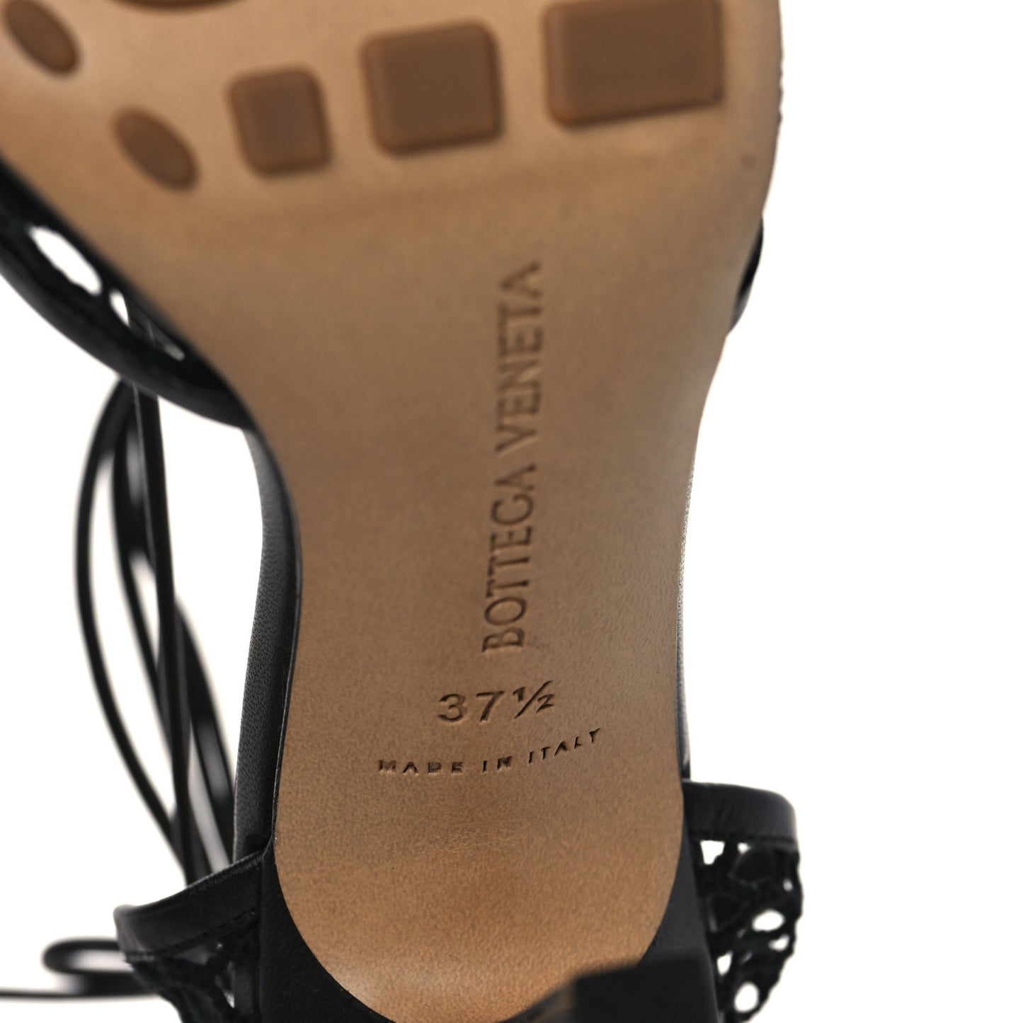 Mesh Nappa Stretch Ankle Tie Sandals 37.5 Black