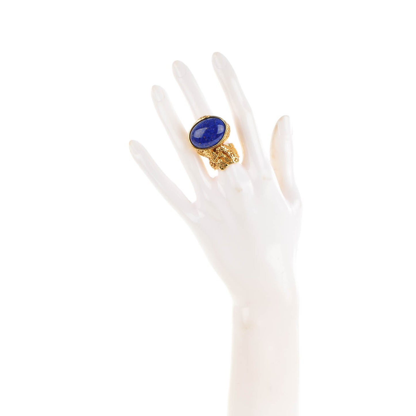 Glass Cabochon Arty Ovale Ring 5 Gold Lapis
