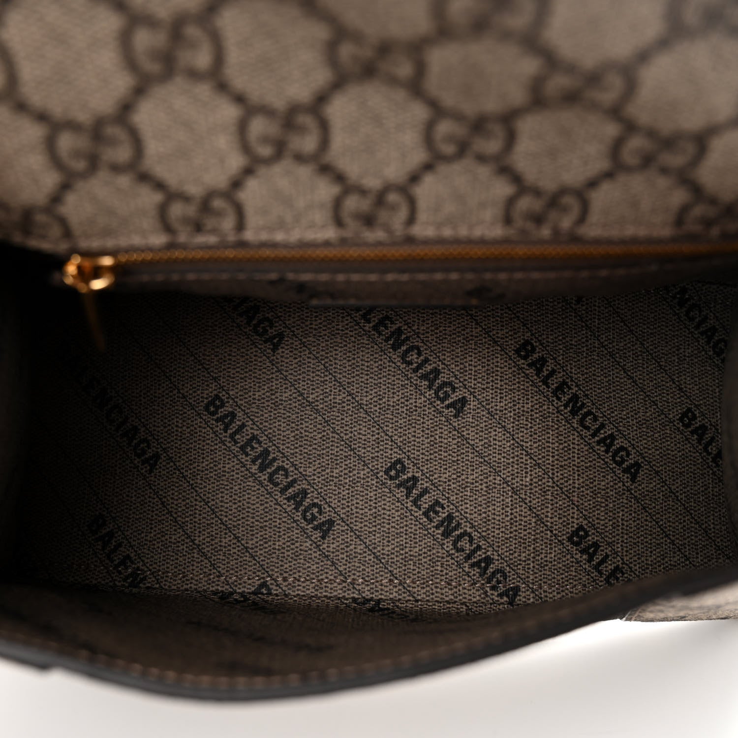 Balenciaga X GUCCI GG Supreme Monogram Small Hourglass Top Handle Bag Beige Ebony 5 of 9