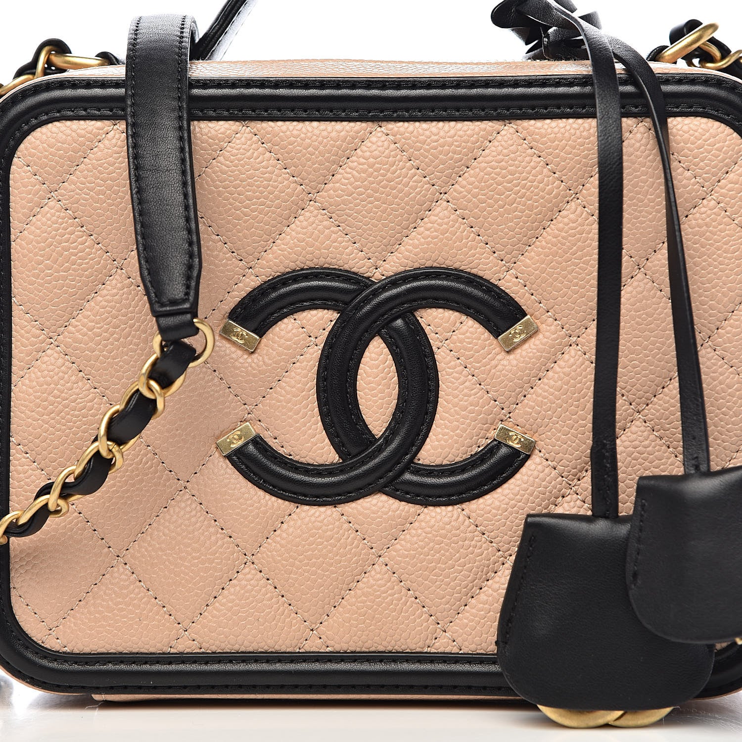 Chanel Caviar Quilted Medium CC Filigree Vanity Case Beige Black 10 of 10