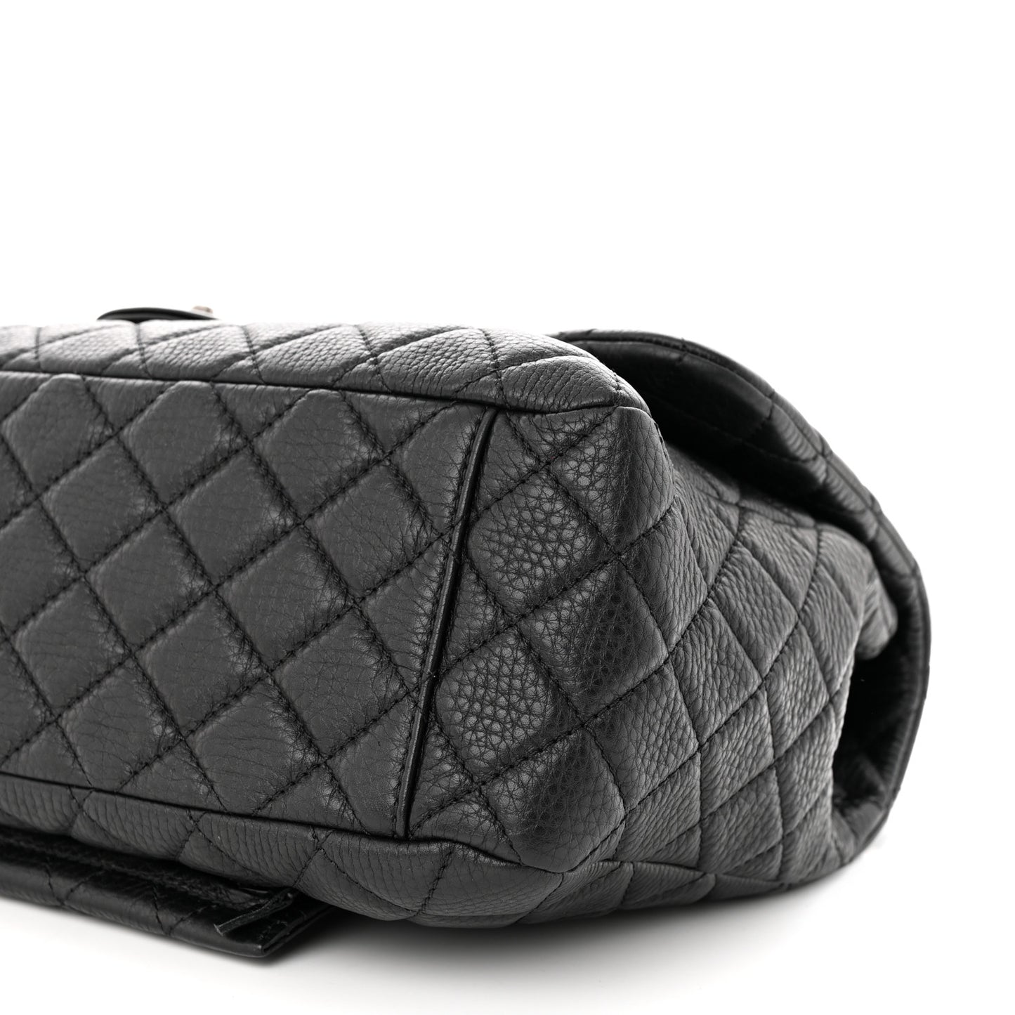 Grained Calfskin Quilted Small XXL Travel Flap Bag Black