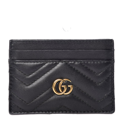 Gucci Calfskin Matelasse GG Marmont Card Holder Black 1 of 9