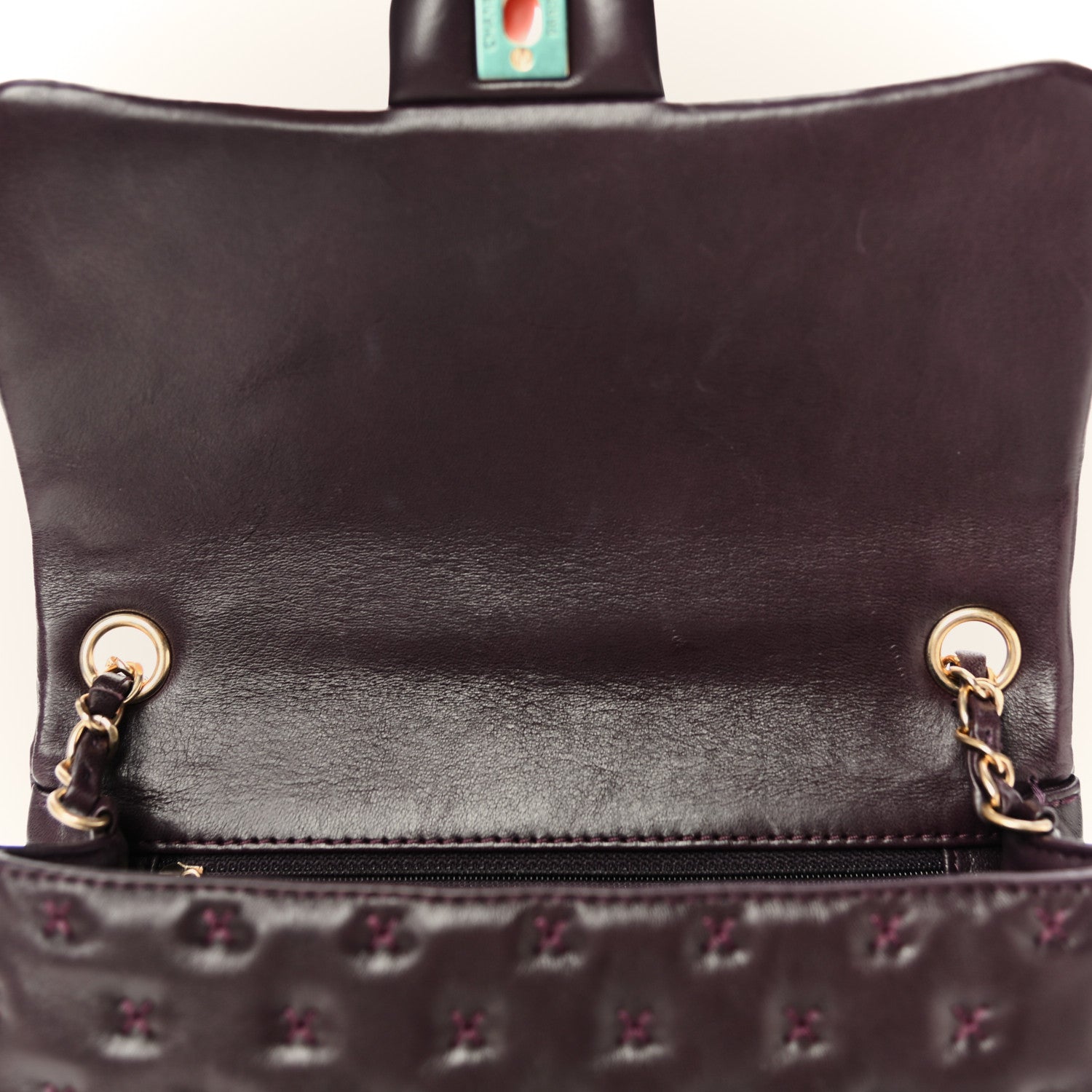 Chanel Lambskin Cross Stitch Small Coco Handle Flap Burgundy 12 of 14