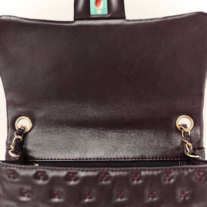 Chanel Lambskin Cross Stitch Small Coco Handle Flap Burgundy 12 of 14