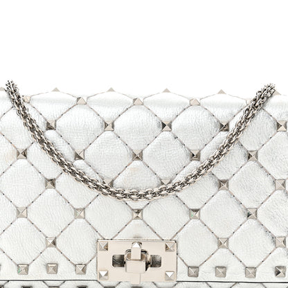 Valentino Garavani Metallic Nappa Rockstud Spike Shoulder Bag Silver 7 of 15