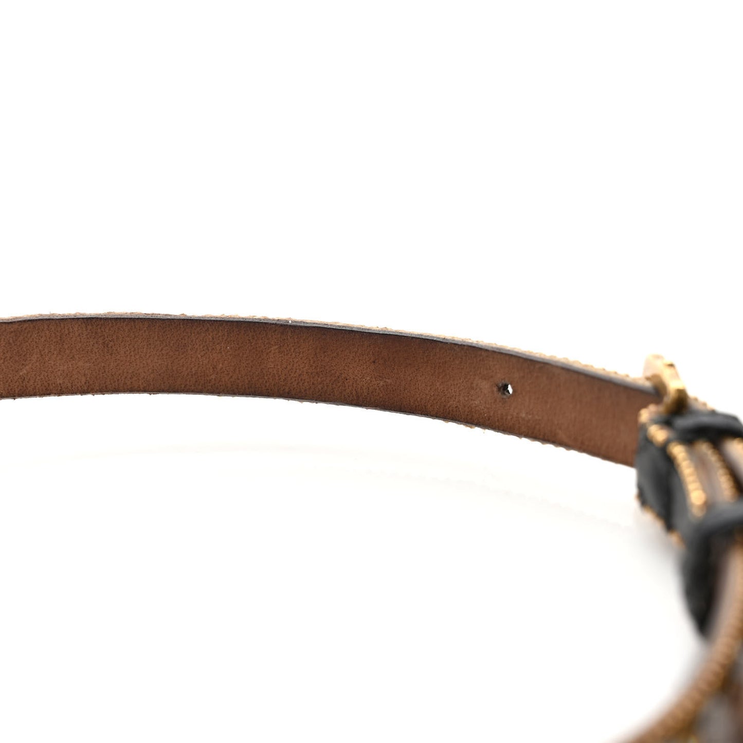 Calfskin Crystal Embellished Double G Choker Necklace Black