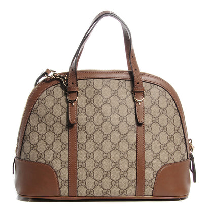Gucci GG Supreme Monogram Margaux Calfskin Small Nice Top Handle Dome Bag Beige Ebony Acero 1 of 7