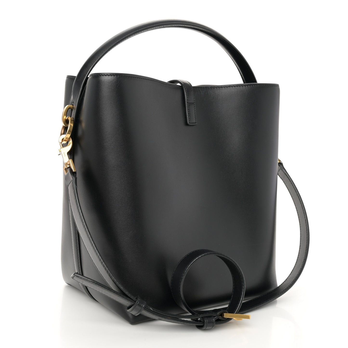 Smooth Shiny Calfskin Monogram Le 37 Bucket Bag Black