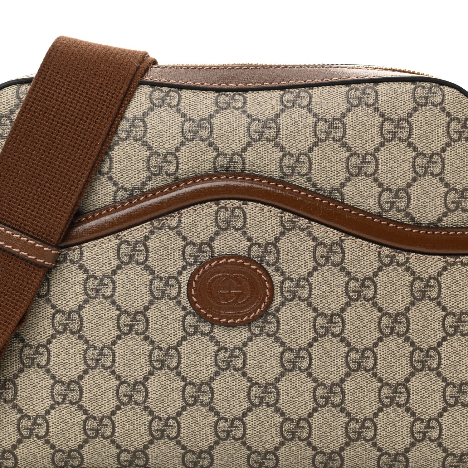 Gucci GG Supreme Monogram Azalea Calfskin Retro Interlocking G Messenger Shoulder Bag Beige Ebony Brown Sugar 8 of 12