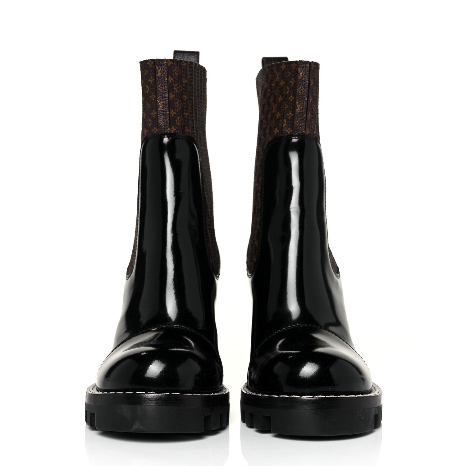 Louis Vuitton Patent Nano Monogram Ankle Star Trail Boots 36 Black 2 of 6