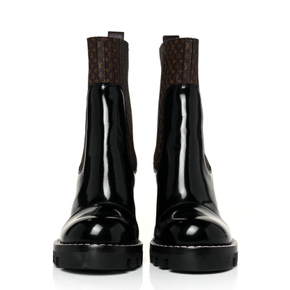 Louis Vuitton Patent Nano Monogram Ankle Star Trail Boots 36 Black 2 of 6