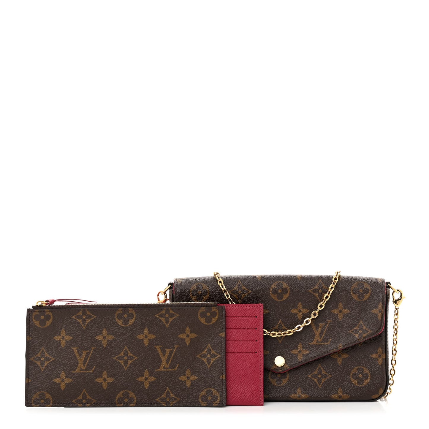 Monogram Pochette Felicie Chain Wallet Fuchsia