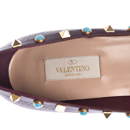 Valentino Garavani Pebbled Calfskin Rockstud Rolling 100mm Pumps 39 Rubin 6 of 13