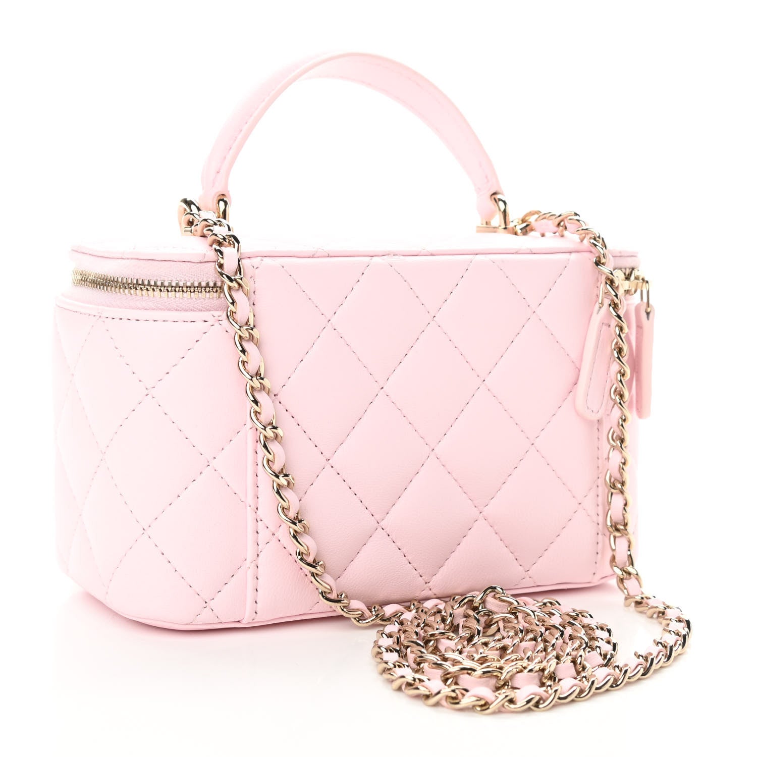 Chanel Lambskin Quilted Small Top Handle Vanity Case With Chain Light Pink 3 of 13