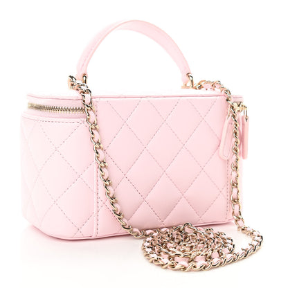 Chanel Lambskin Quilted Small Top Handle Vanity Case With Chain Light Pink 3 of 13