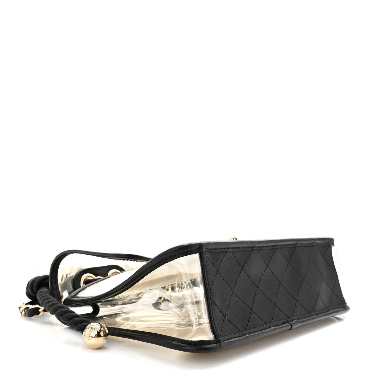 Lambskin PVC Sand By The Sea Flap With Pearl Strap Black