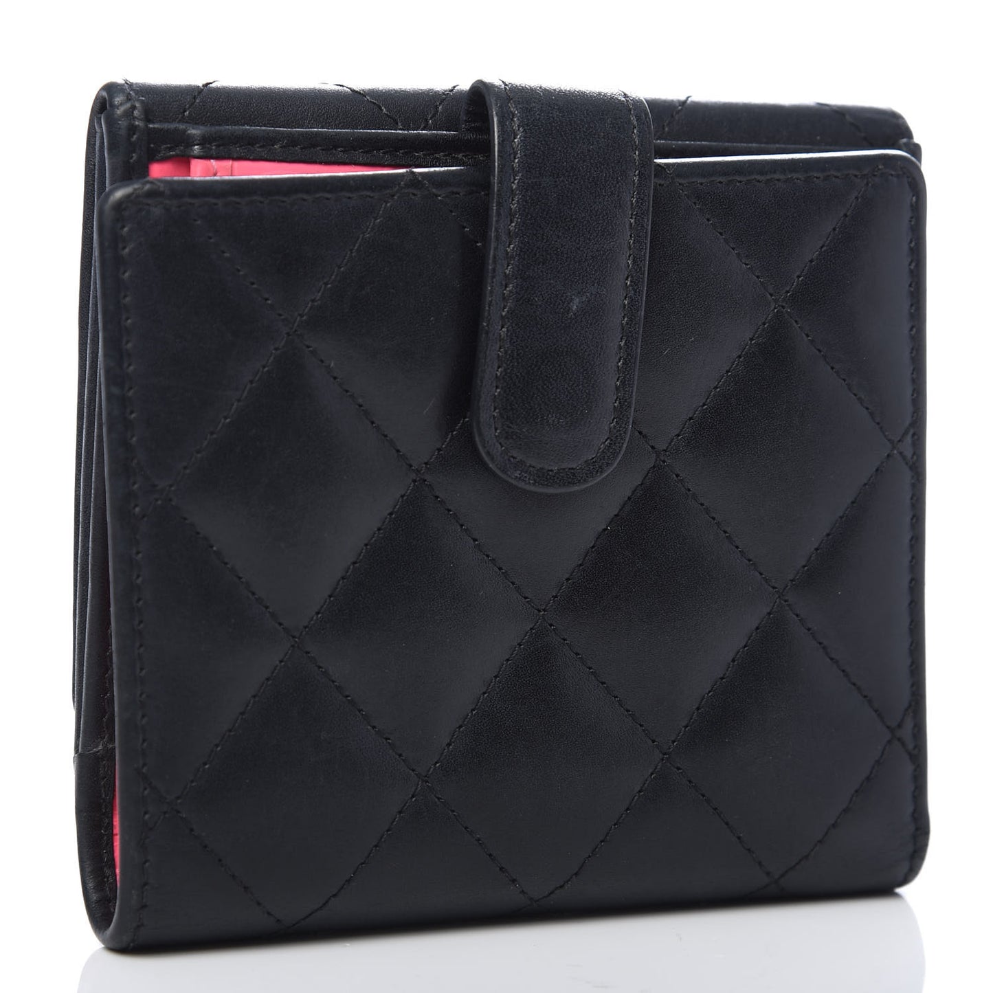 Lambskin Quilted Cambon Flap Wallet Black
