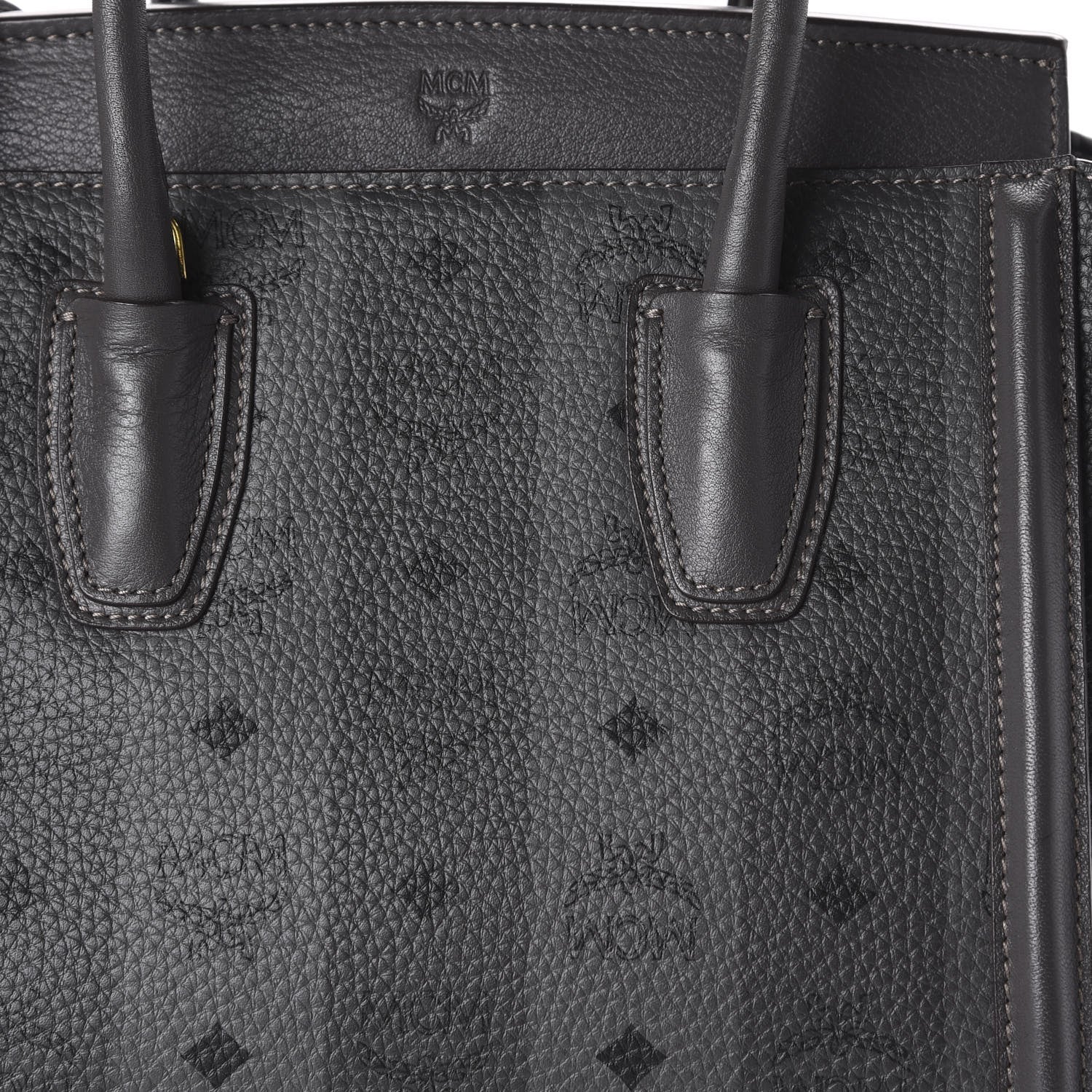 MCM Striped Visetos Satchel Phantom Grey 9 of 9