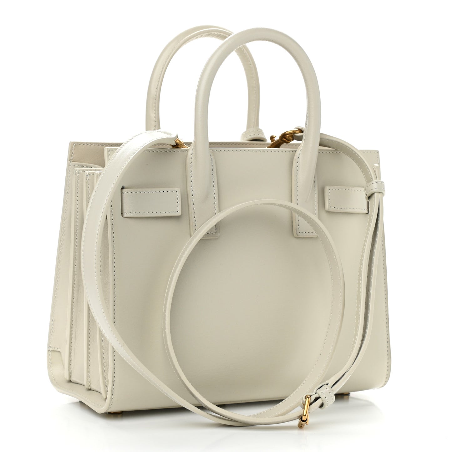 Grained Calfskin Nano Sac de Jour Pearl White