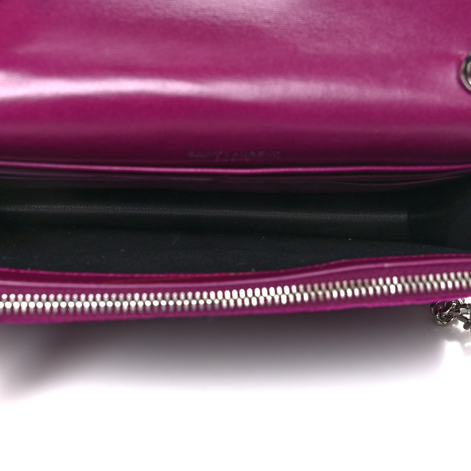 Saint Laurent Velvet Crystal Monogram Kate Tassel Shoulder Bag Fuchsia 5 of 11