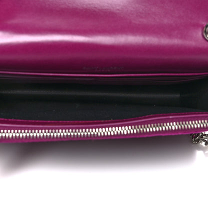 Saint Laurent Velvet Crystal Monogram Kate Tassel Shoulder Bag Fuchsia 5 of 11