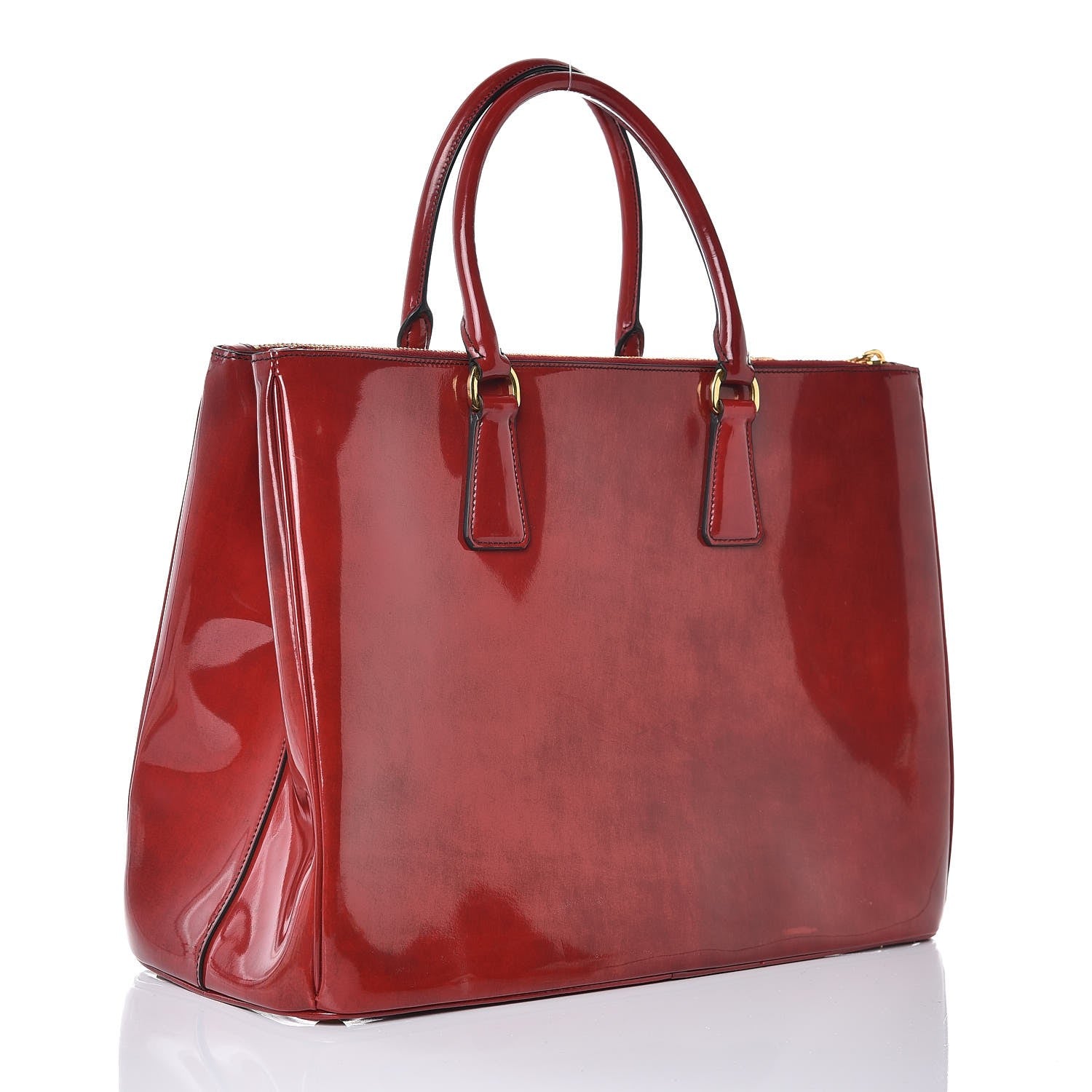Prada Spazzolato Large Galleria Double Zip Tote Scarlatto Fume 3 of 9