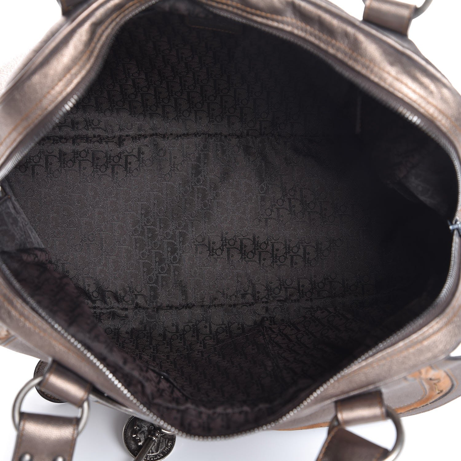 Christian Dior Metallic Calfskin Medium Gaucho Double Saddle Bag Bronze 5 of 7