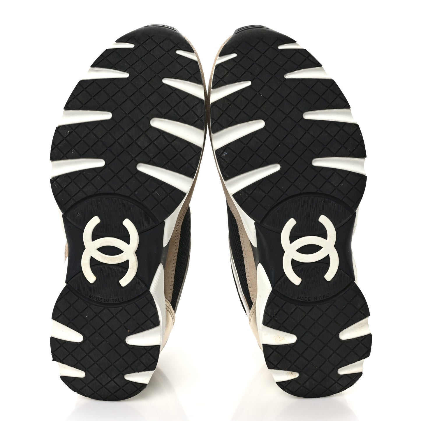 Calfskin Fabric Womens CC Sneakers 37 Black White Silver